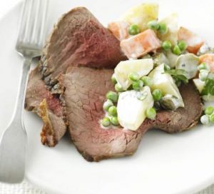 meat with russian salad