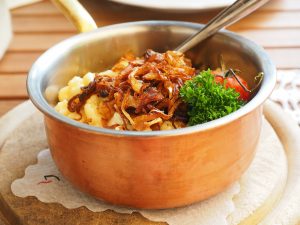 This is the result of the handmade Spaetzle with cheese recipe