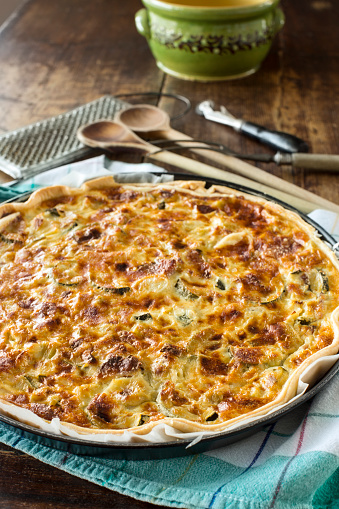 Zucchini, Ham and Goat Cheese Pie