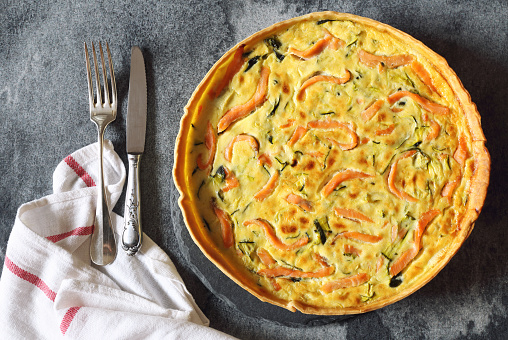 Zucchini and Smoked Salmon Quiche